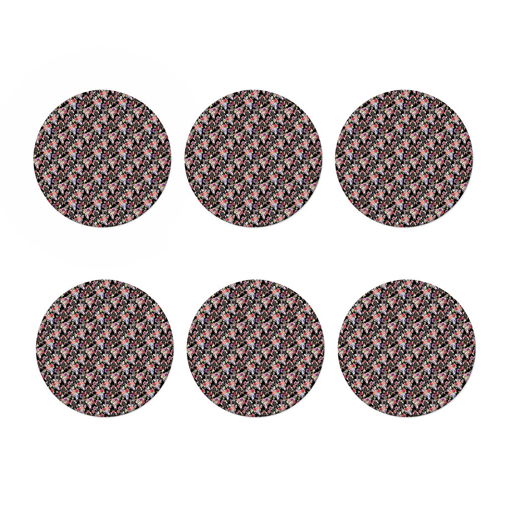 Boho Deer Skull Pattern Print Coaster Set
