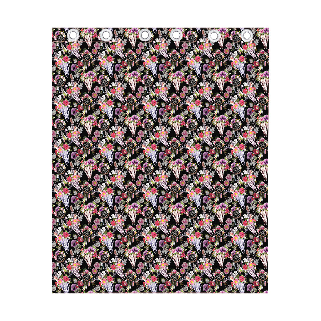 Boho Deer Skull Pattern Print Curtain