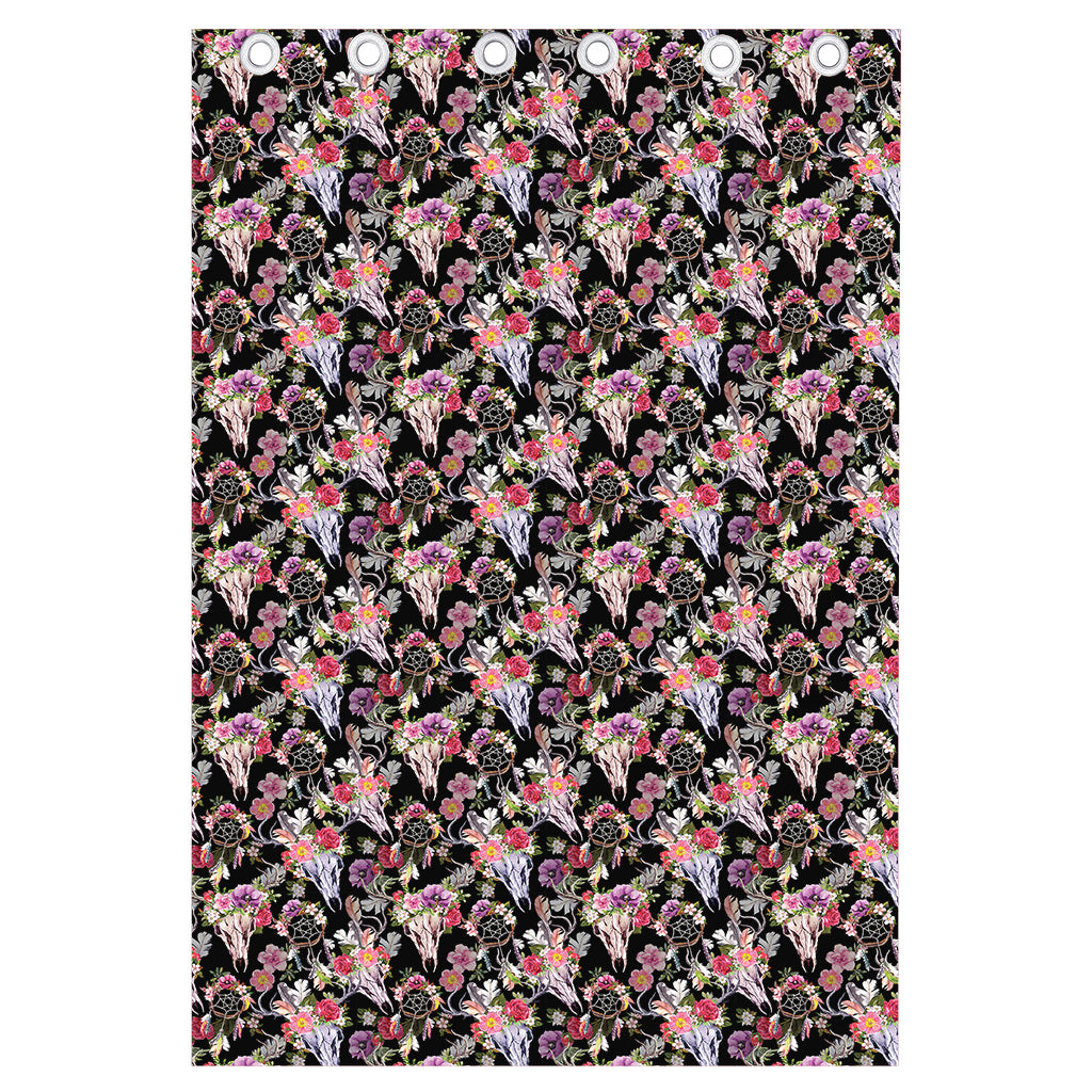 Boho Deer Skull Pattern Print Curtain