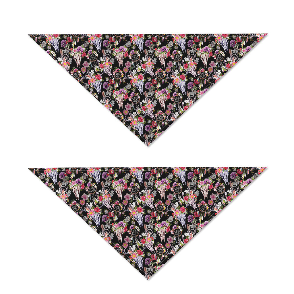 Boho Deer Skull Pattern Print Dog Bandana