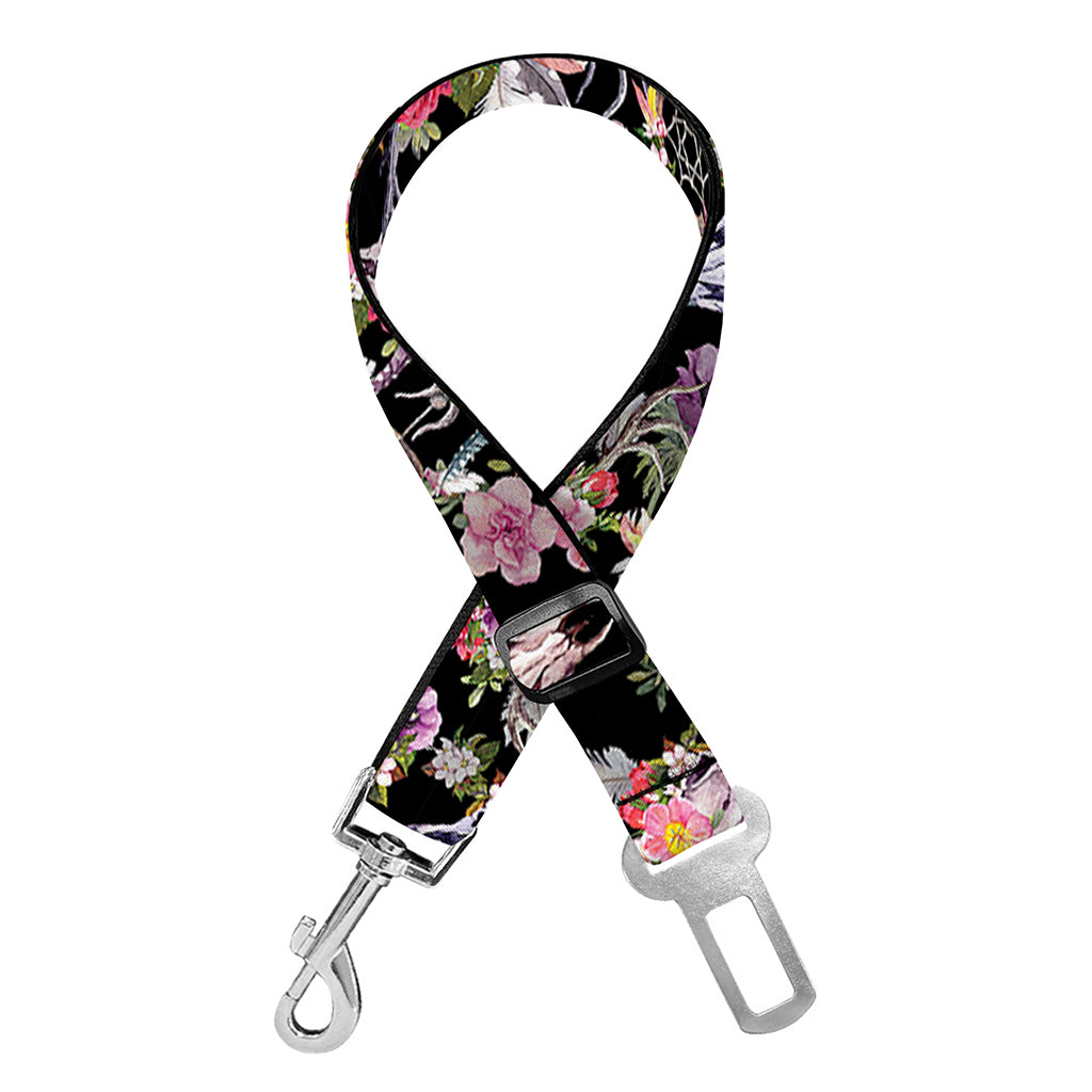 Boho Deer Skull Pattern Print Dog Seat Belt