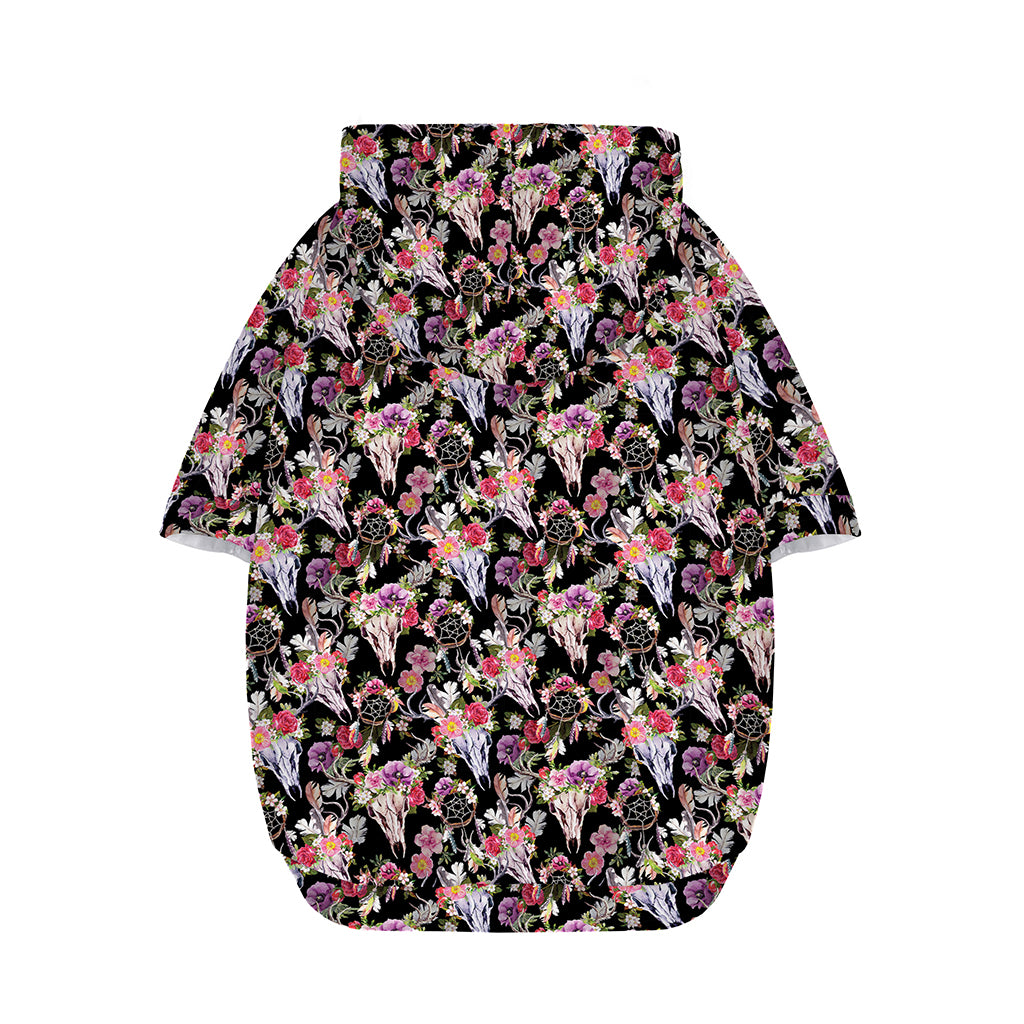 Boho Deer Skull Pattern Print Dog Zip Up Hoodie