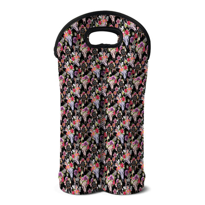 Boho Deer Skull Pattern Print Double Neoprene Wine Tote