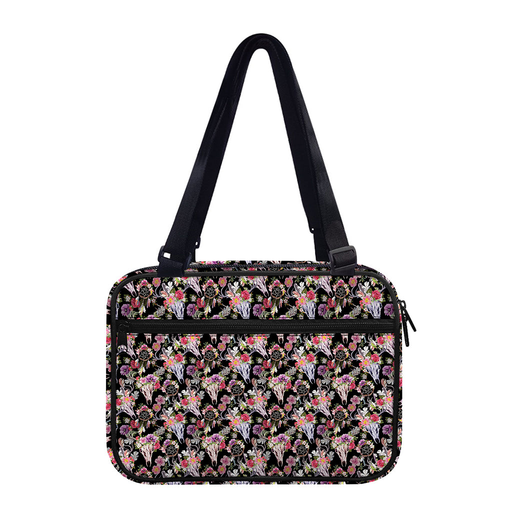 Boho Deer Skull Pattern Print Double Strap Bible Bag