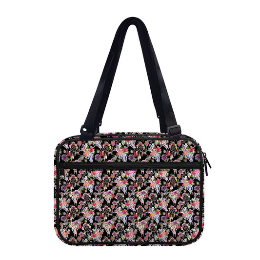 Boho Deer Skull Pattern Print Double Strap Bible Bag