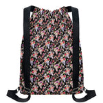 Boho Deer Skull Pattern Print Drawstring Backpack