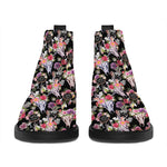 Boho Deer Skull Pattern Print Flat Ankle Boots