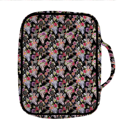 Boho Deer Skull Pattern Print Front Pocket Bible Bag