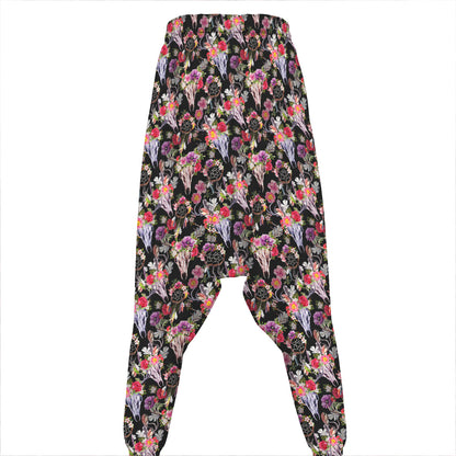 Boho Deer Skull Pattern Print Hammer Pants