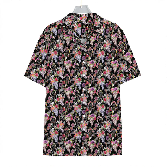Boho Deer Skull Pattern Print Hawaiian Shirt