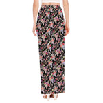 Boho Deer Skull Pattern Print High Slit Maxi Skirt
