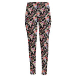Boho Deer Skull Pattern Print High-Waisted Pocket Leggings