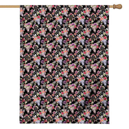 Boho Deer Skull Pattern Print House Flag