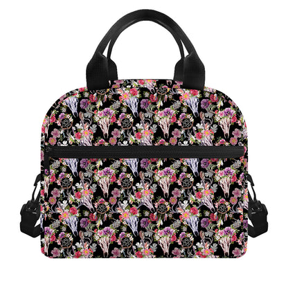 Boho Deer Skull Pattern Print Insulated Lunch Bag