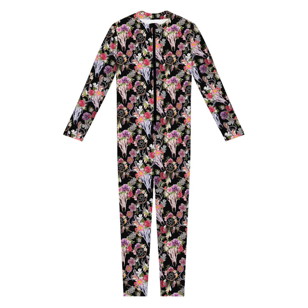 Boho Deer Skull Pattern Print Jumpsuit