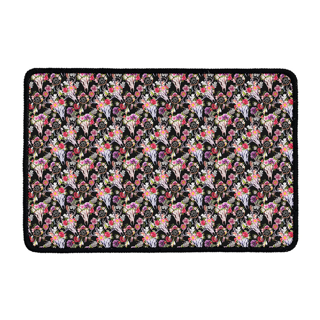 Boho Deer Skull Pattern Print Kitchen Mat