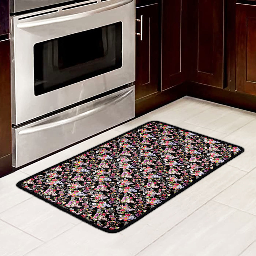 Boho Deer Skull Pattern Print Kitchen Mat