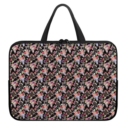 Boho Deer Skull Pattern Print Laptop Sleeve With Handle