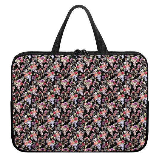Boho Deer Skull Pattern Print Laptop Sleeve With Handle