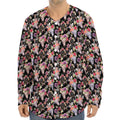 Boho Deer Skull Pattern Print Long Sleeve Baseball Jersey