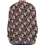 Boho Deer Skull Pattern Print Long Sleeve Baseball Jersey