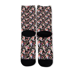 Boho Deer Skull Pattern Print Long Socks