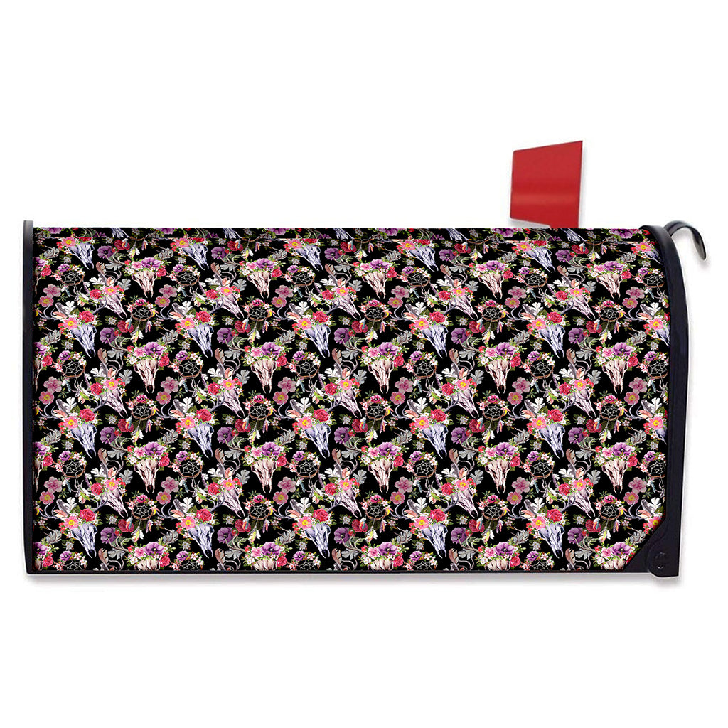 Boho Deer Skull Pattern Print Mailbox Cover