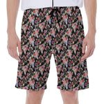 Boho Deer Skull Pattern Print Men's Beach Shorts