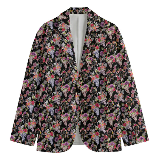 Boho Deer Skull Pattern Print Men's Blazer