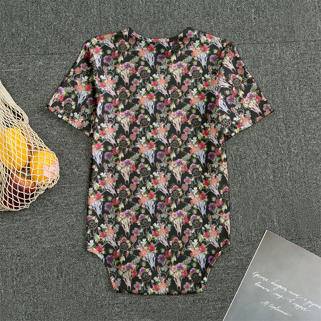 Boho Deer Skull Pattern Print Men's Bodysuit