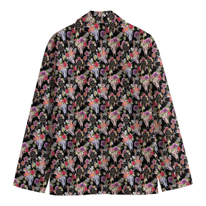 Boho Deer Skull Pattern Print Men's Cotton Blazer