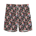Boho Deer Skull Pattern Print Men's Athletic Shorts
