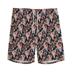 Boho Deer Skull Pattern Print Men's Sports Shorts