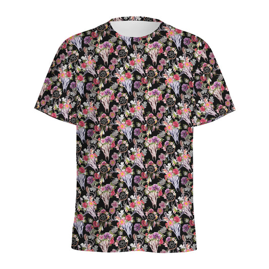 Boho Deer Skull Pattern Print Men's Sports T-Shirt