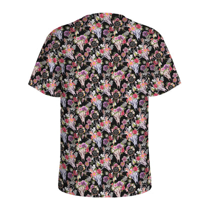Boho Deer Skull Pattern Print Men's Sports T-Shirt