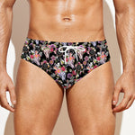 Boho Deer Skull Pattern Print Men's Swim Briefs