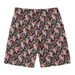 Boho Deer Skull Pattern Print Men's Swim Trunks