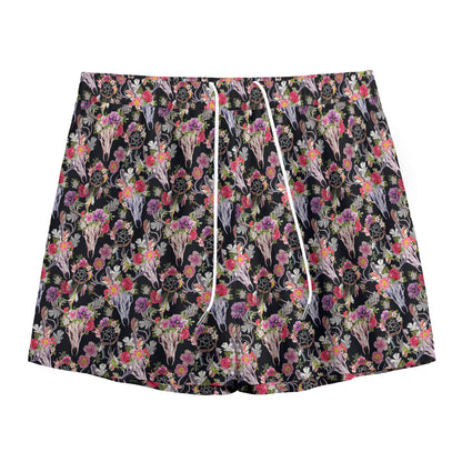 Boho Deer Skull Pattern Print Mesh Shorts
