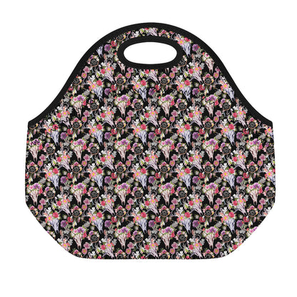 Boho Deer Skull Pattern Print Neoprene Lunch Bag