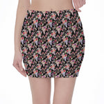Boho Deer Skull Pattern Print Pencil Mini Skirt