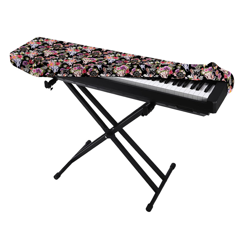 Boho Deer Skull Pattern Print Piano Keyboard Cover