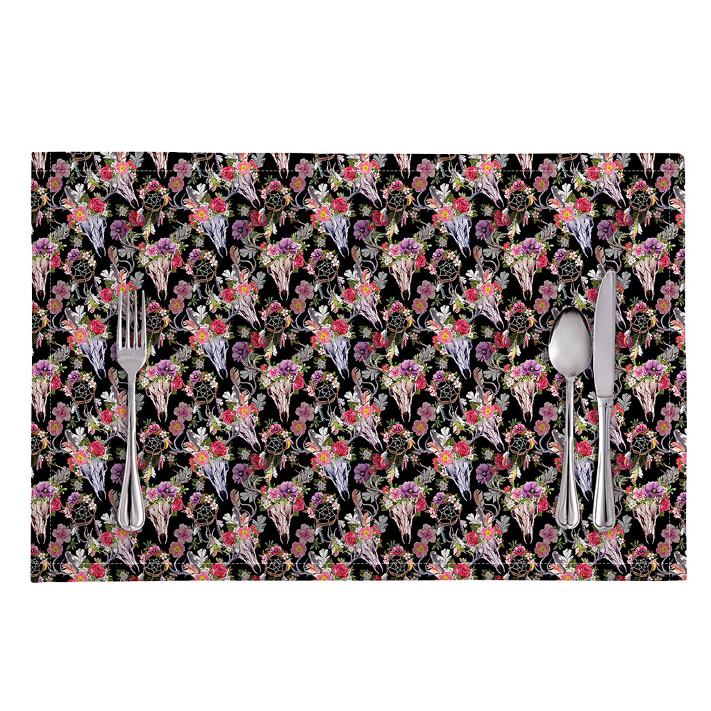 Boho Deer Skull Pattern Print Placemat