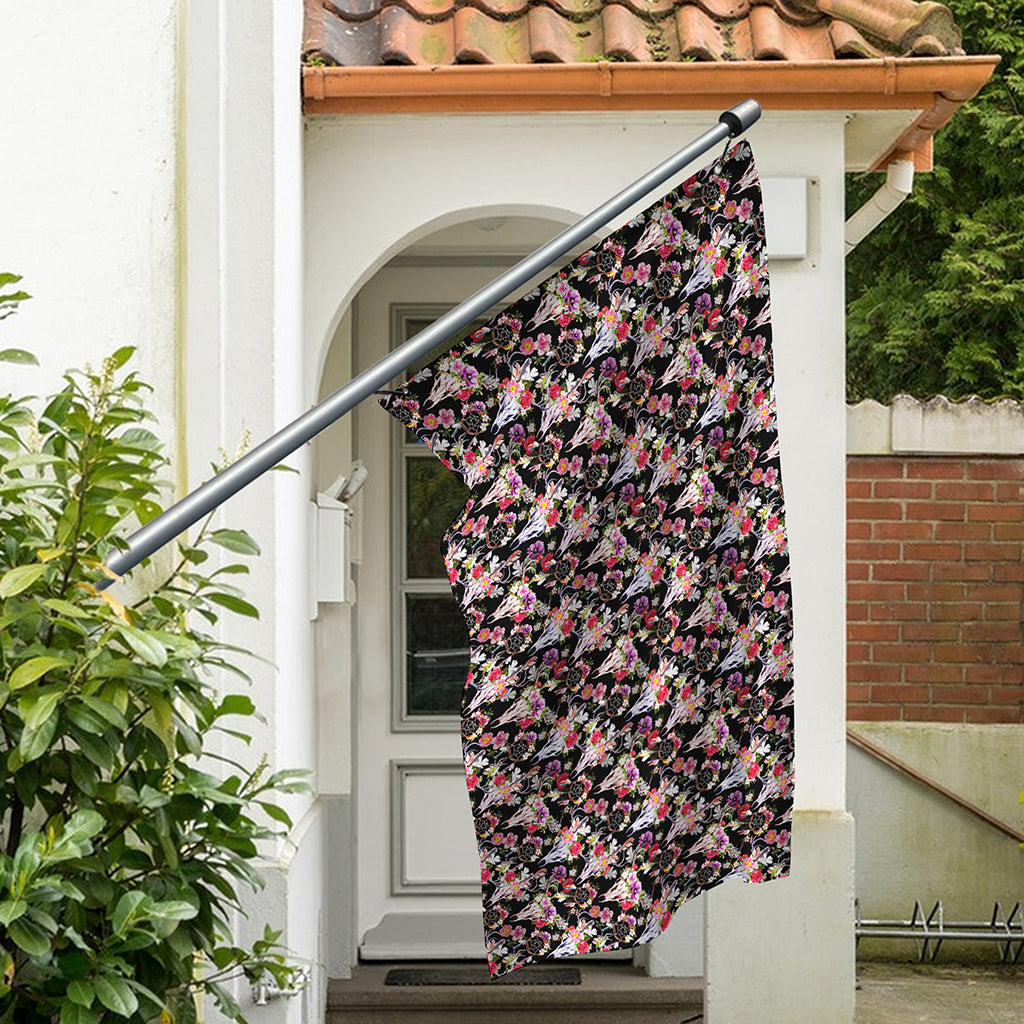 Boho Deer Skull Pattern Print Polyester Flag