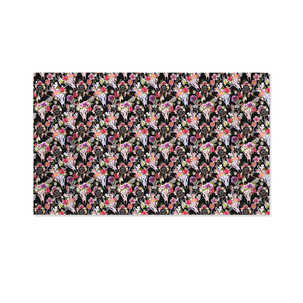 Boho Deer Skull Pattern Print Polyester Flag