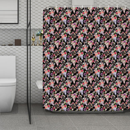 Boho Deer Skull Pattern Print Polyester Shower Curtain