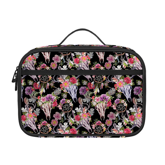 Boho Deer Skull Pattern Print Portable Lunch Bag