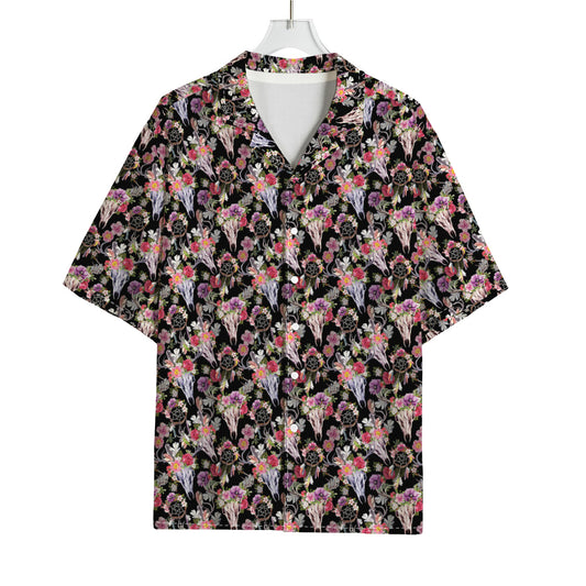 Boho Deer Skull Pattern Print Rayon Hawaiian Shirt