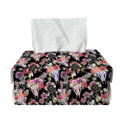 Boho Deer Skull Pattern Print Rectangle Tissue Box Cover