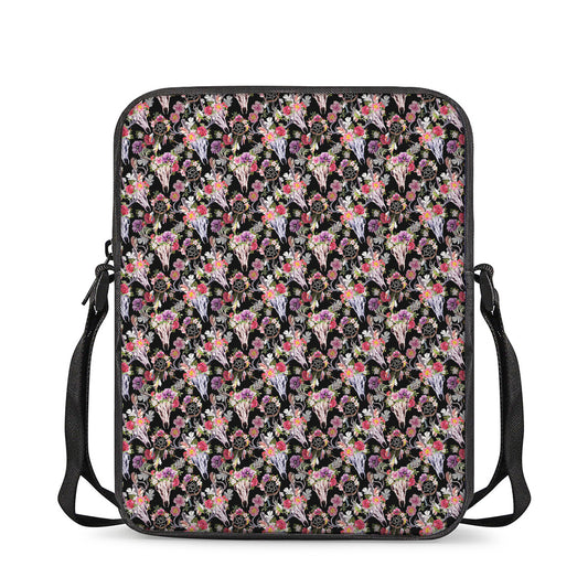 Boho Deer Skull Pattern Print Rectangular Crossbody Bag