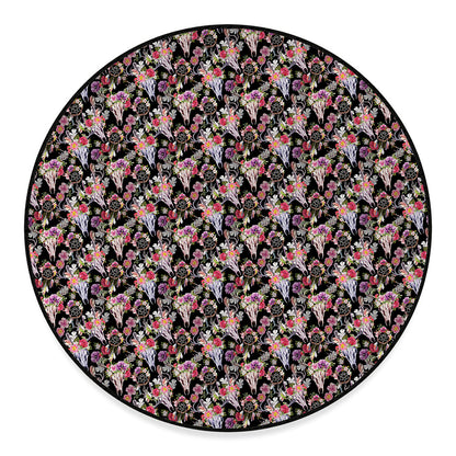 Boho Deer Skull Pattern Print Round Floor Mat
